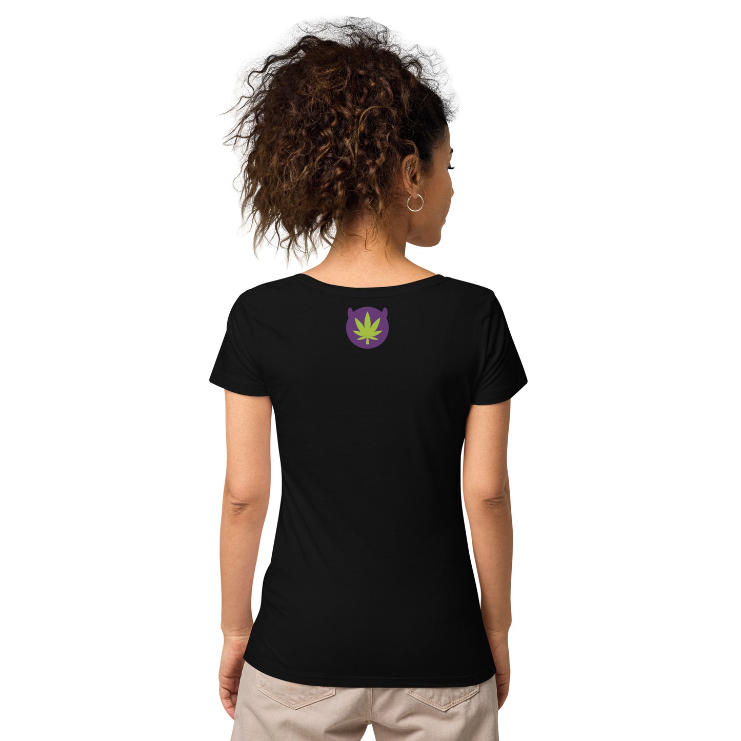 RUN THC | Women's Basic T-Shirt | 100% Organic Cotton | Slim Fit | Green Logo