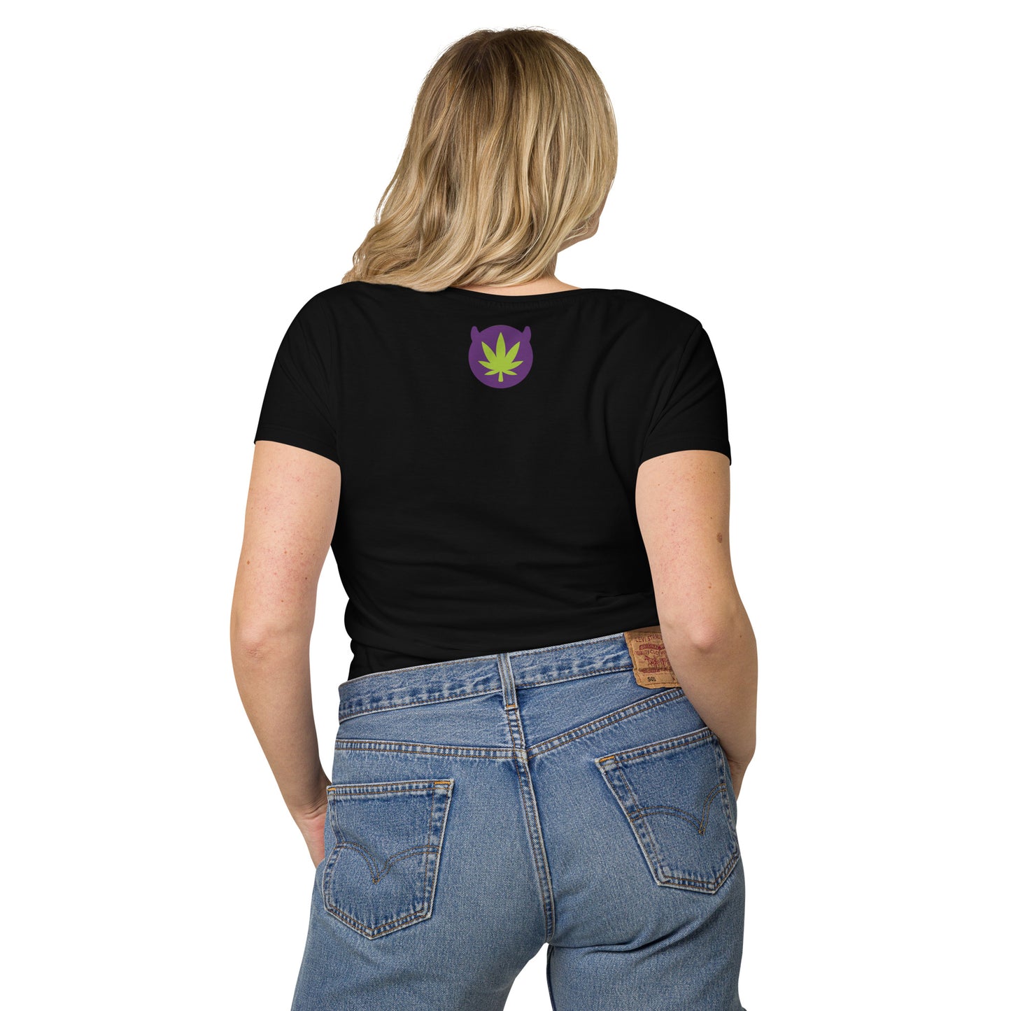 RUN THC | Women's Basic T-Shirt | 100% Organic Cotton | Slim Fit | Green Logo