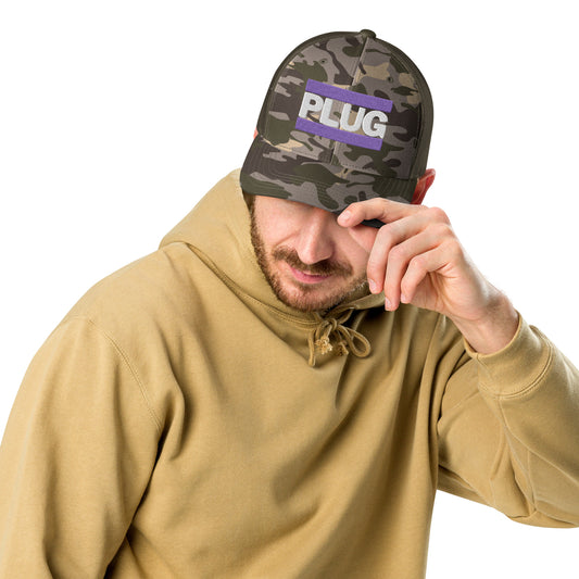 PLUG | Camouflage Trucker Hat | Green Embroidered Logo