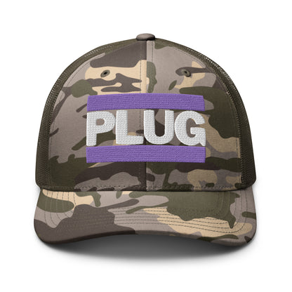 PLUG | Camouflage Trucker Hat | Green Embroidered Logo