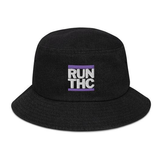 RUN THC | Denim bucket hat | Embroidered Purple Logo