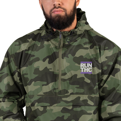 Embroidered Champion Packable Jacket | RUN THC Purple Logo