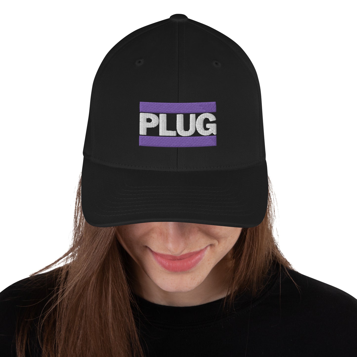 PLUG | Structured Twil Hat | Purple Embroidered Patch | Silver Undervisor