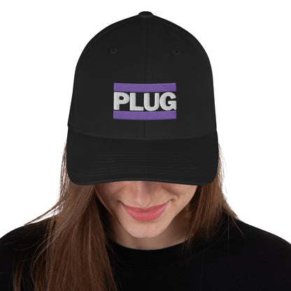 PLUG | Structured Twil Hat | Purple Embroidered Patch | Silver Undervisor