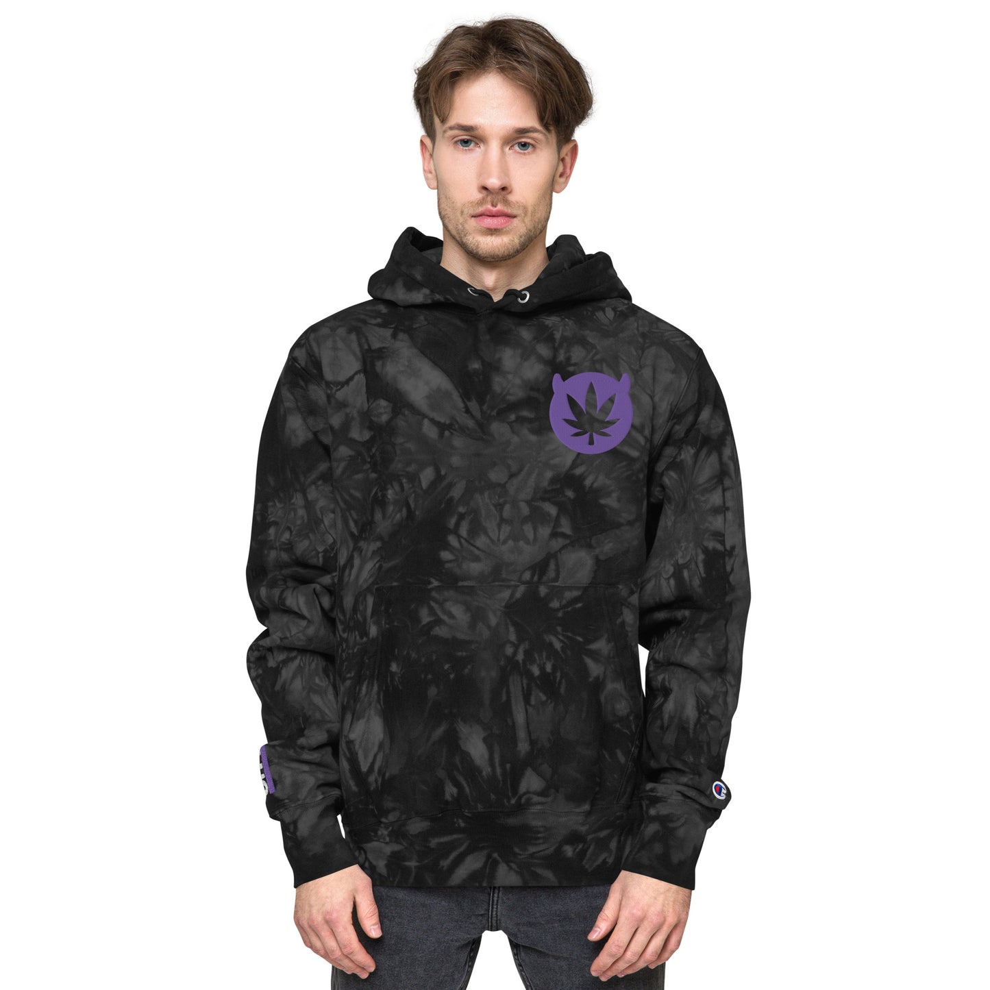 PLUG + IMP | Champion Tie-Dye Hoodie | Purple Logo