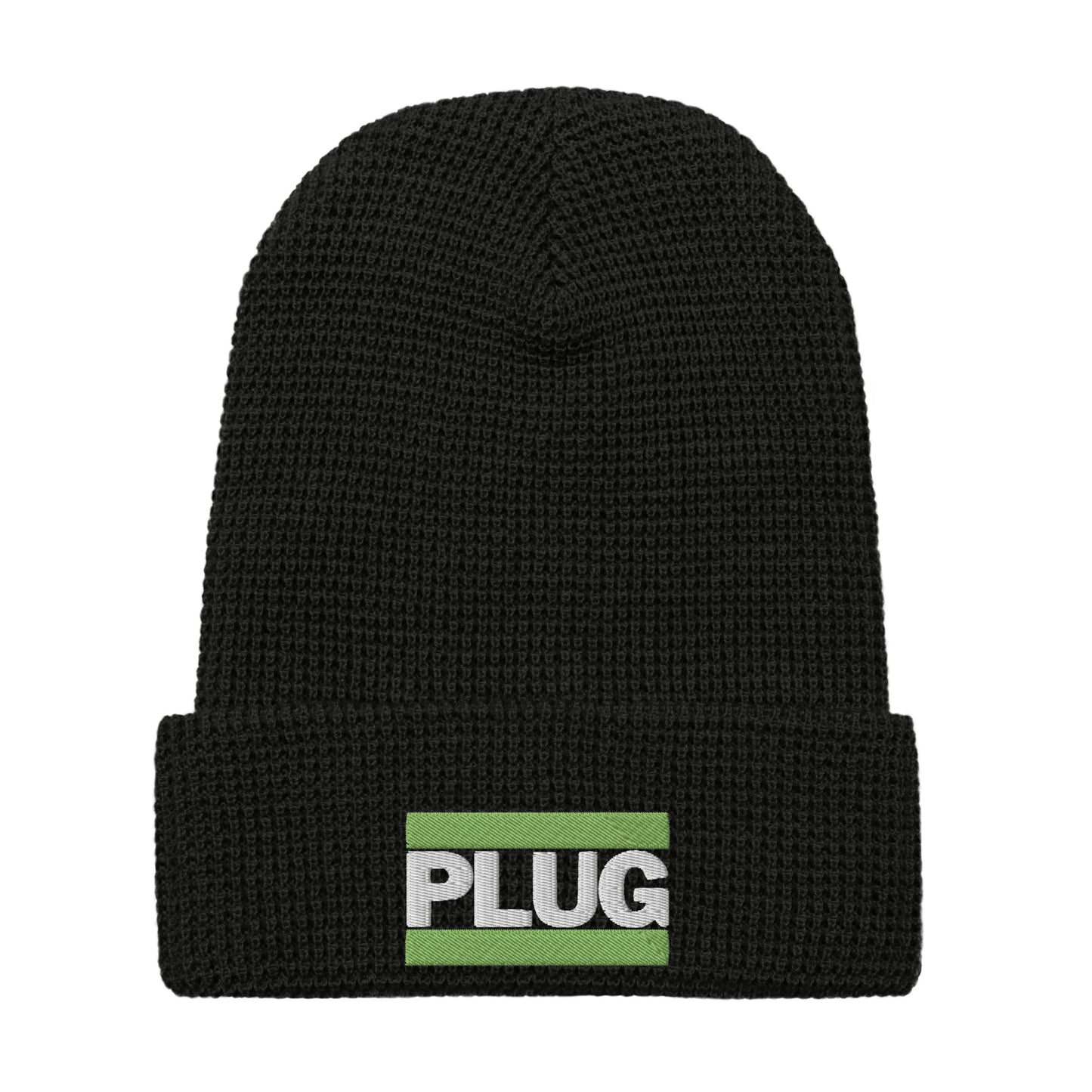 PLUG | Waffle Beanie | Green Embroidered Patch