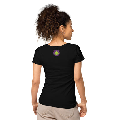 RUN THC | Women's | Basic T-Shirt | 100% Organic Cotton | Slim Fit | Green Logo