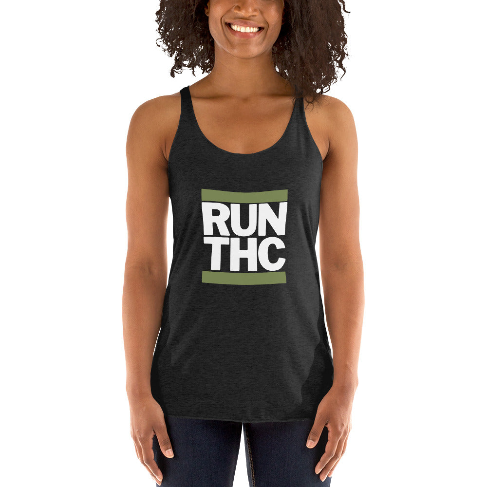 RUN THC | Women's | Racerback Tank | Green Logo