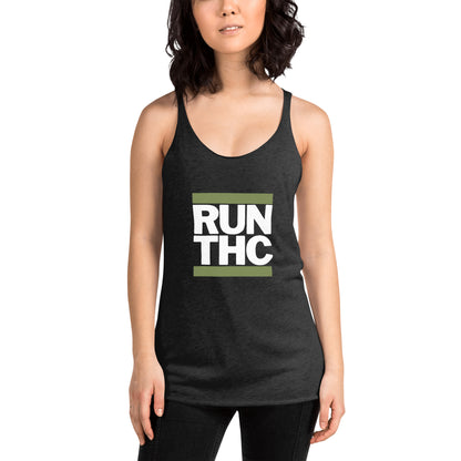 RUN THC | Women's | Racerback Tank | Green Logo